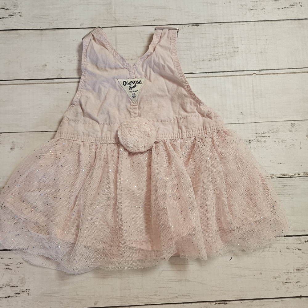 Oshkosh B'gosh Pink Bunny Overall Dress 12 Months Fluffy Tail Spring Easter - Picture 5 of 6